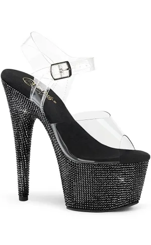 BEJEWELED-708DM Black Rhinestone Heels