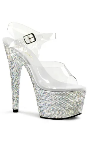 BEJEWELED-708DM Silver Rhinestone Heels