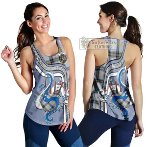 Bell of the Borders Tartan Women's Racerback Tanks with Epic Bagpipe Style