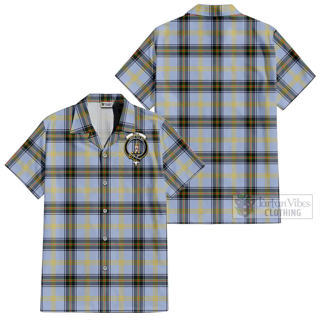 Bell Tartan Cotton Hawaiian Shirt with Family Crest