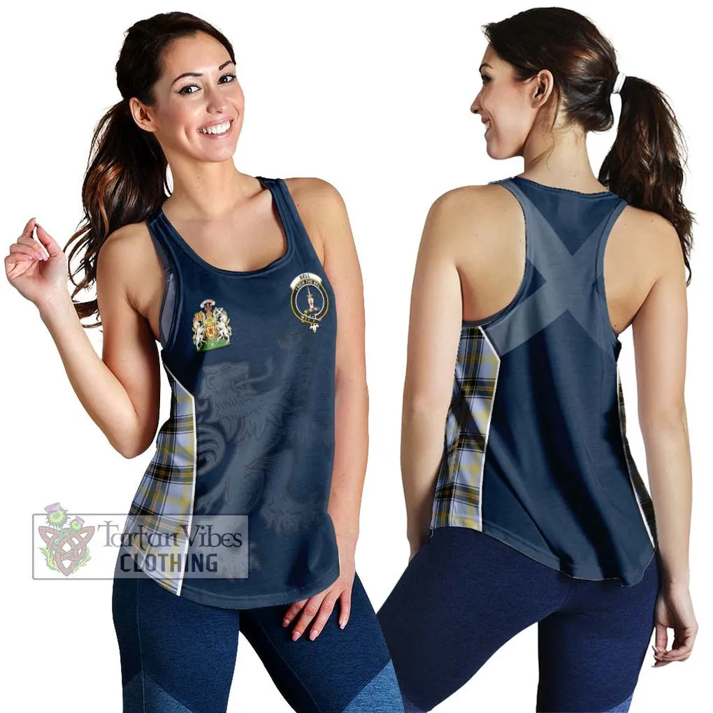 Bell Tartan Women's Racerback Tanks with Family Crest and Lion Rampant Vibes Sport Style