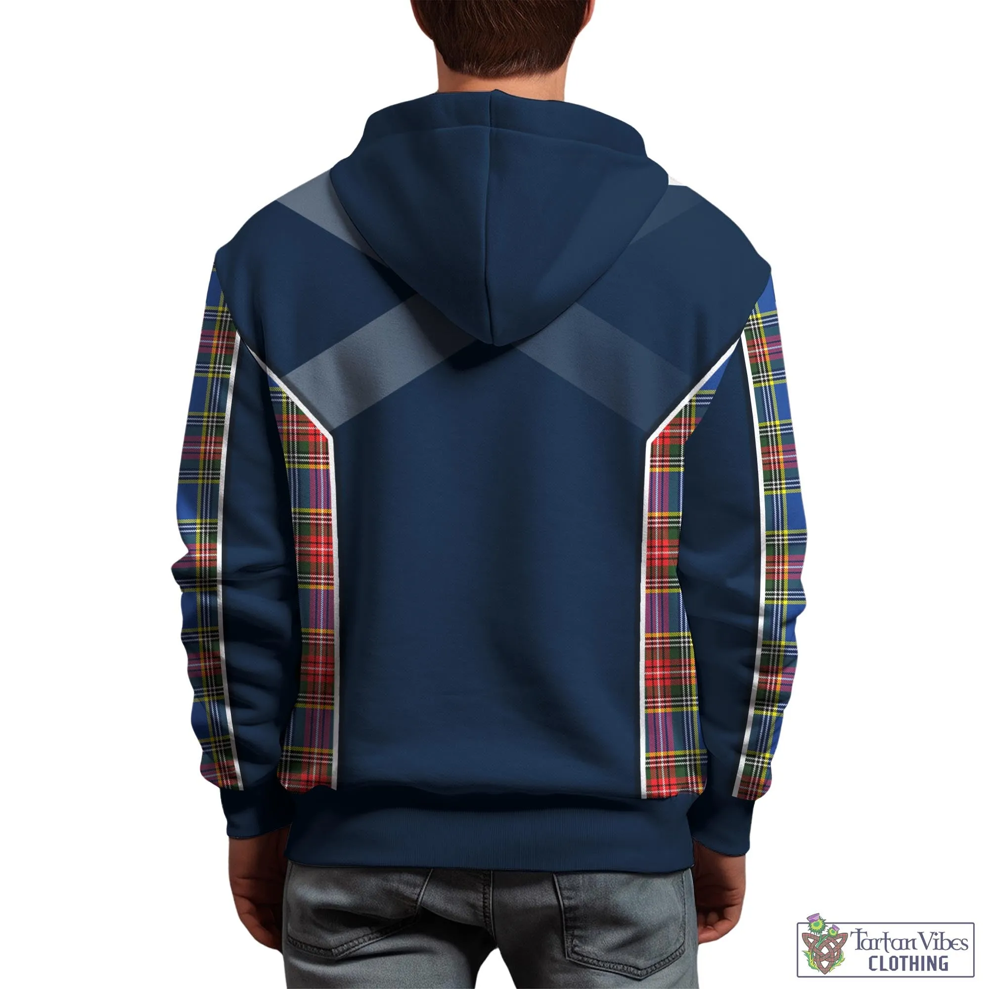 Bethune Tartan Hoodie with Family Crest and Lion Rampant Vibes Sport Style