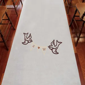 Birds with Love Pennant Personalized Aisle Runner Plain White