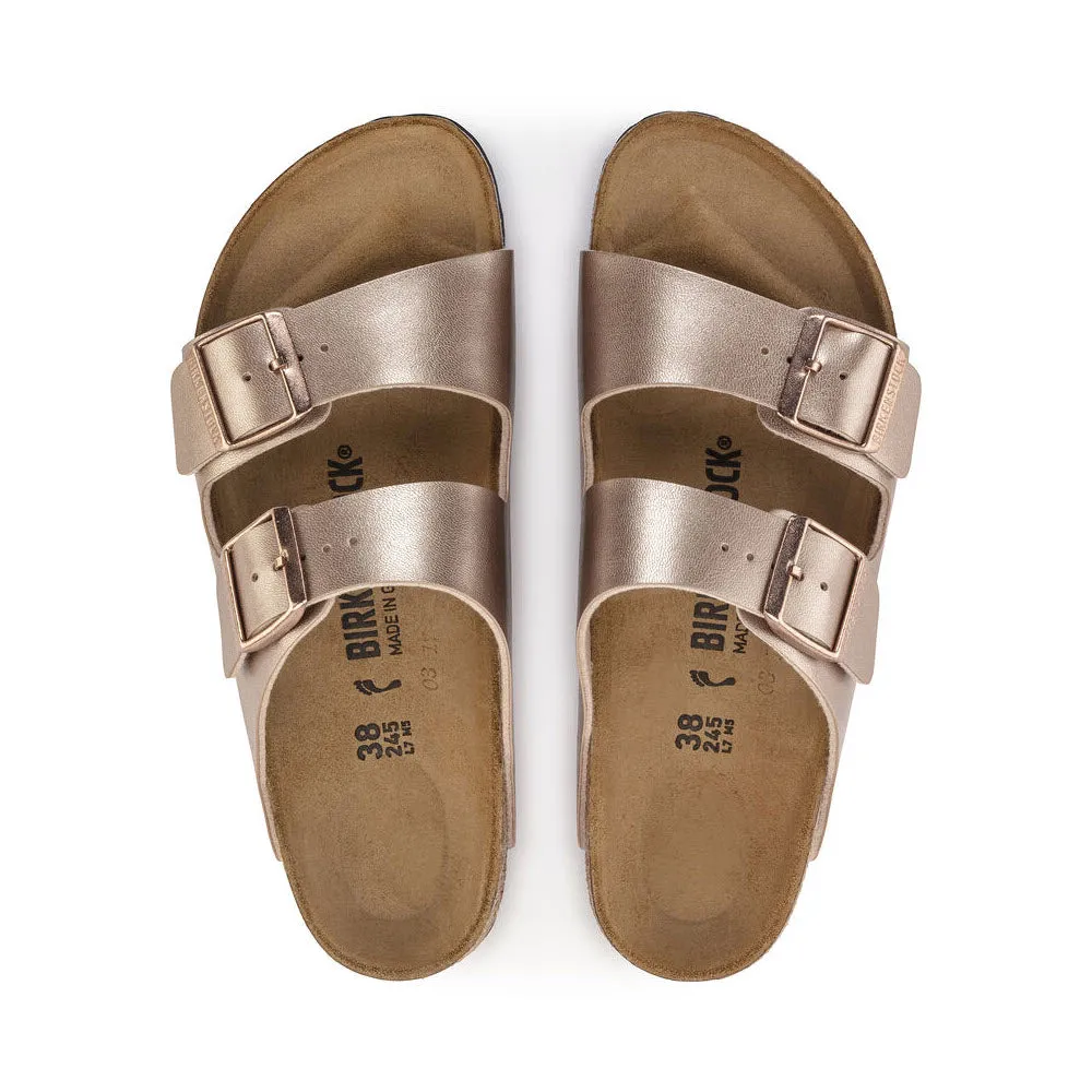 BIRKENSTOCK ARIZONA METALLIC COPPER BIRKOFLOR - WOMENS