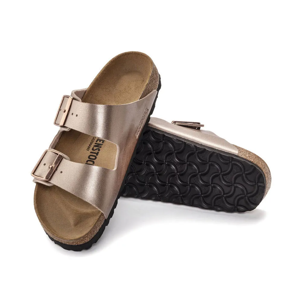 BIRKENSTOCK ARIZONA METALLIC COPPER BIRKOFLOR - WOMENS