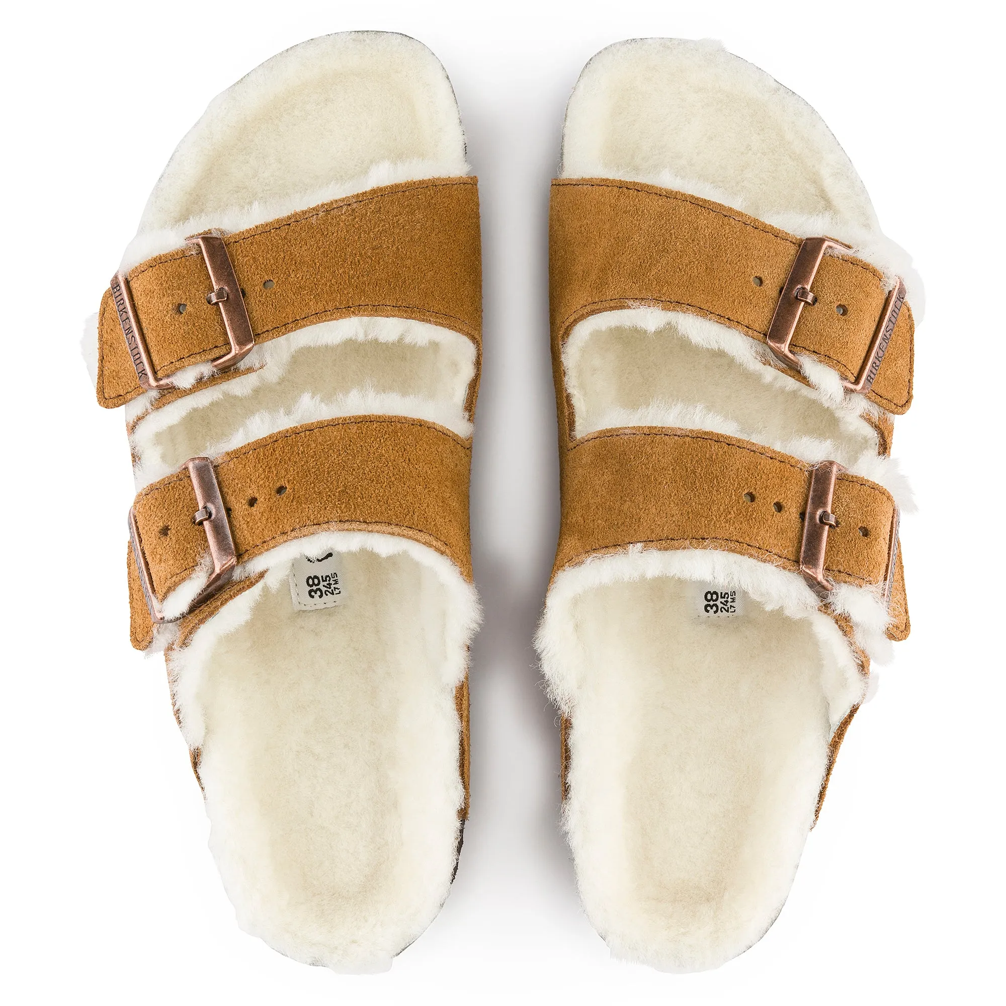 Birkenstock Arizona Shearling Suede Leather Color: Mink (MEDIUM/NARROW WIDTH)