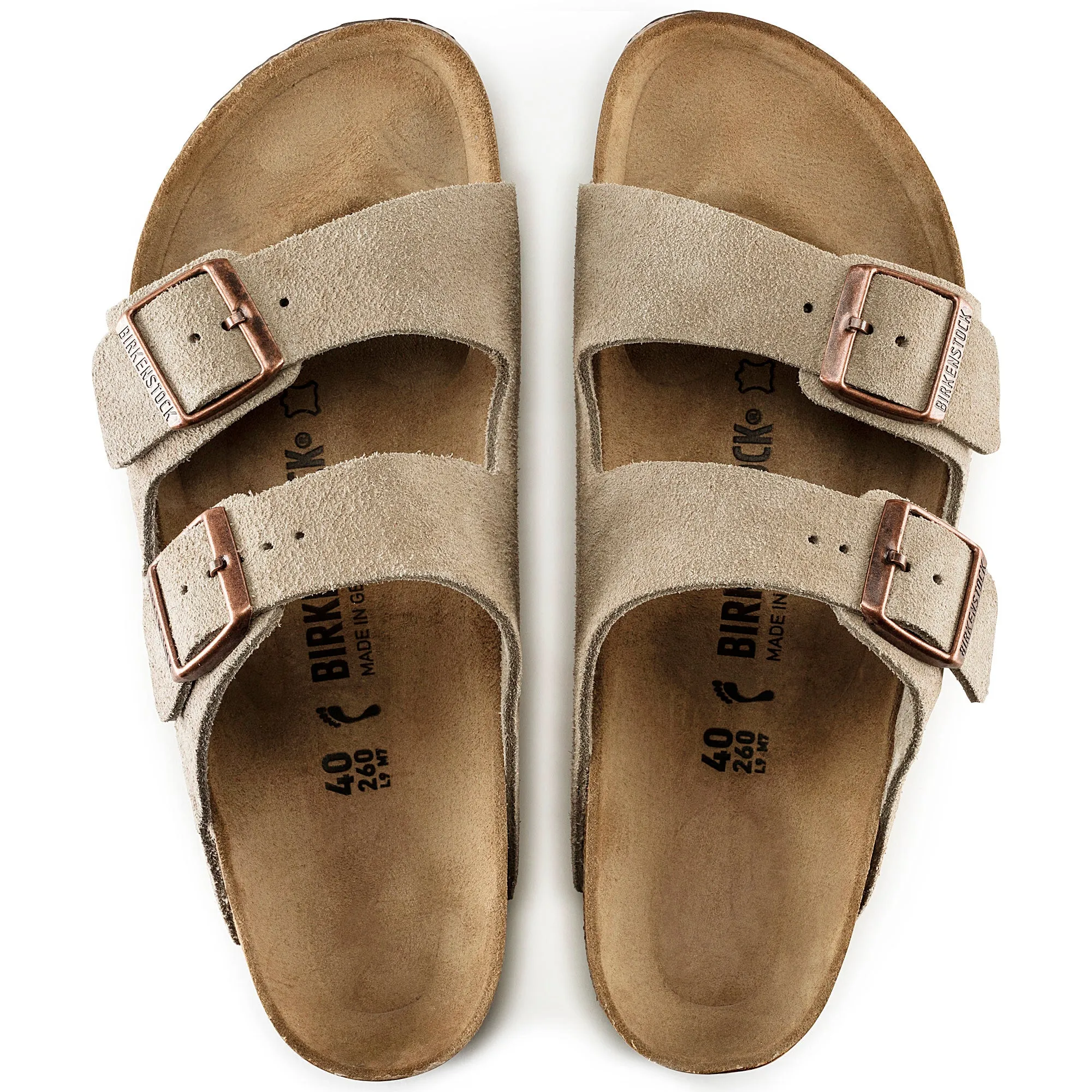 Birkenstock Arizona Suede Leather Color: Taupe  (MEDIUM/NARROW WIDTH)