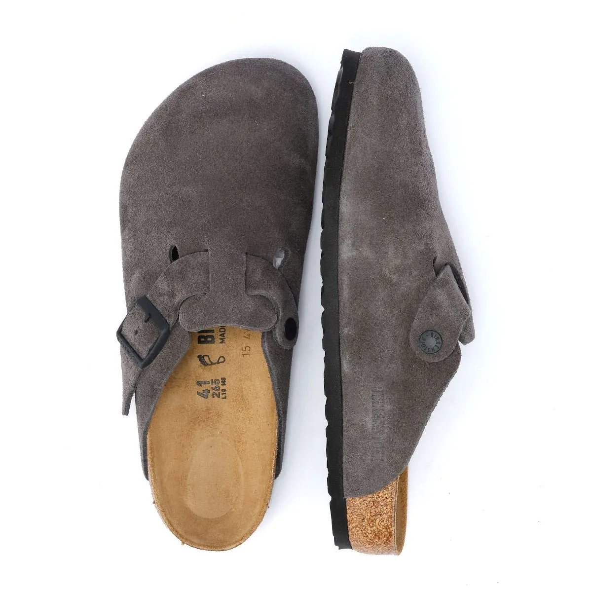 Birkenstock Boston Suede Velvet Grey Clogs