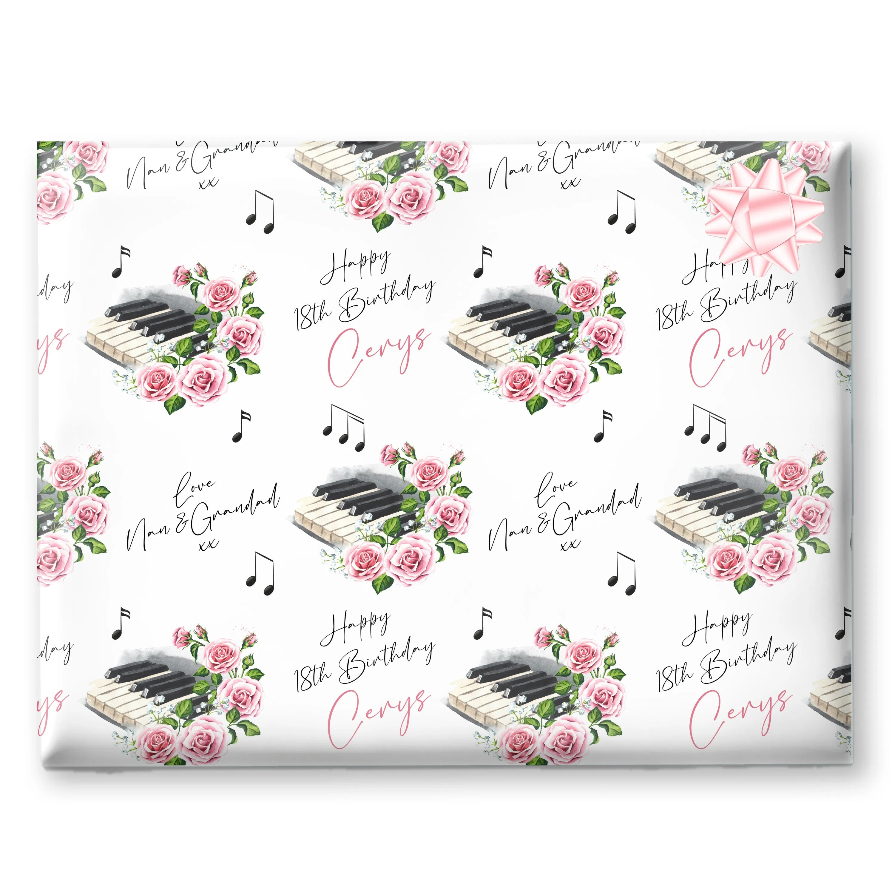 Birthday Wrapping Paper Rose Piano Design