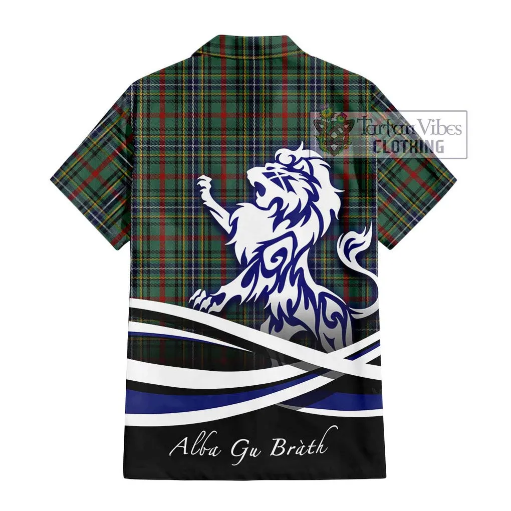 Bisset Tartan Short Sleeve Button Shirt with Alba Gu Brath Regal Lion Emblem