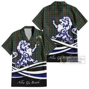 Bisset Tartan Short Sleeve Button Shirt with Alba Gu Brath Regal Lion Emblem