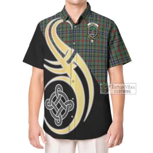 Bisset Tartan Short Sleeve Button Shirt with Family Crest and Celtic Symbol Style