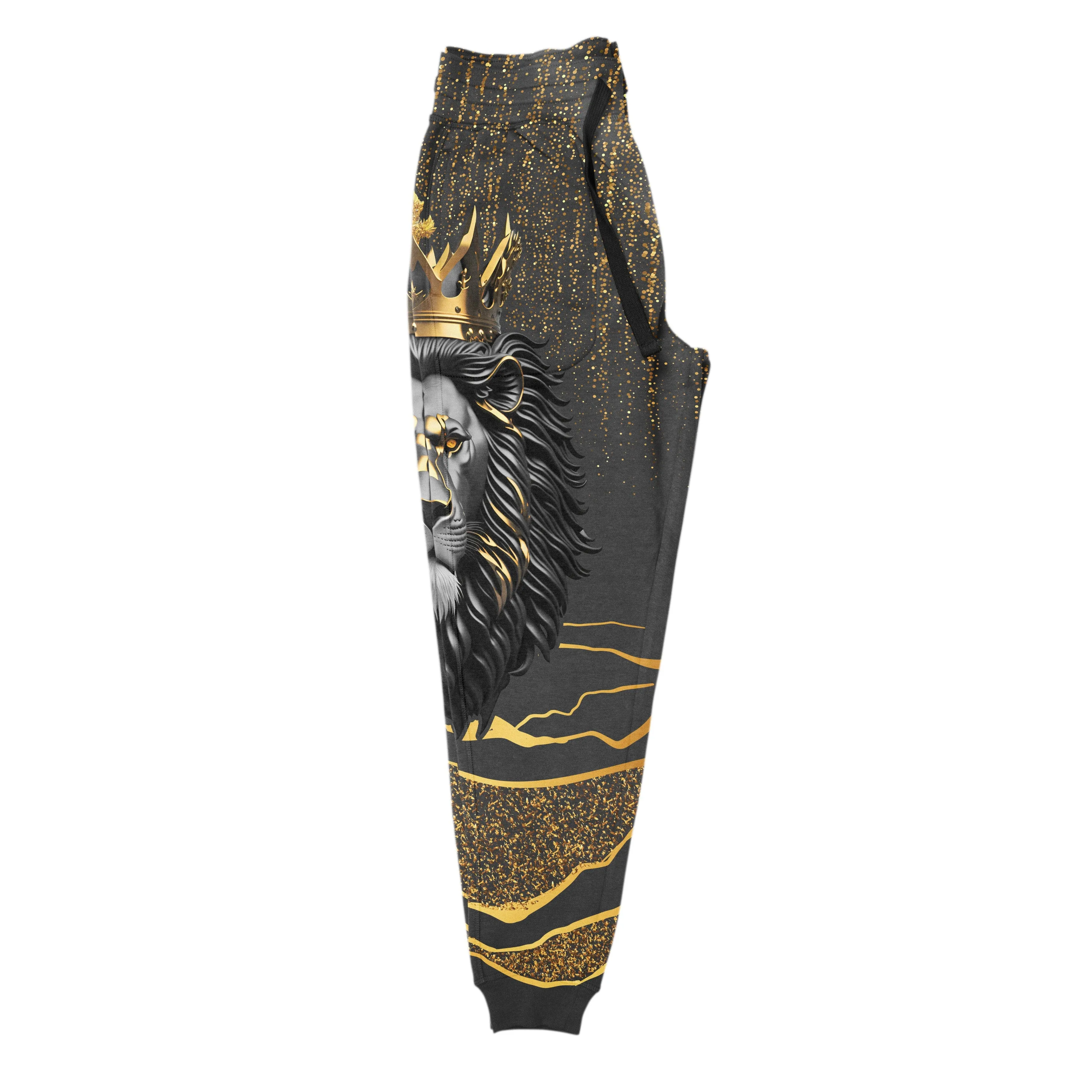 Black and Gold Lion All-over Hoodie And Joggers Set