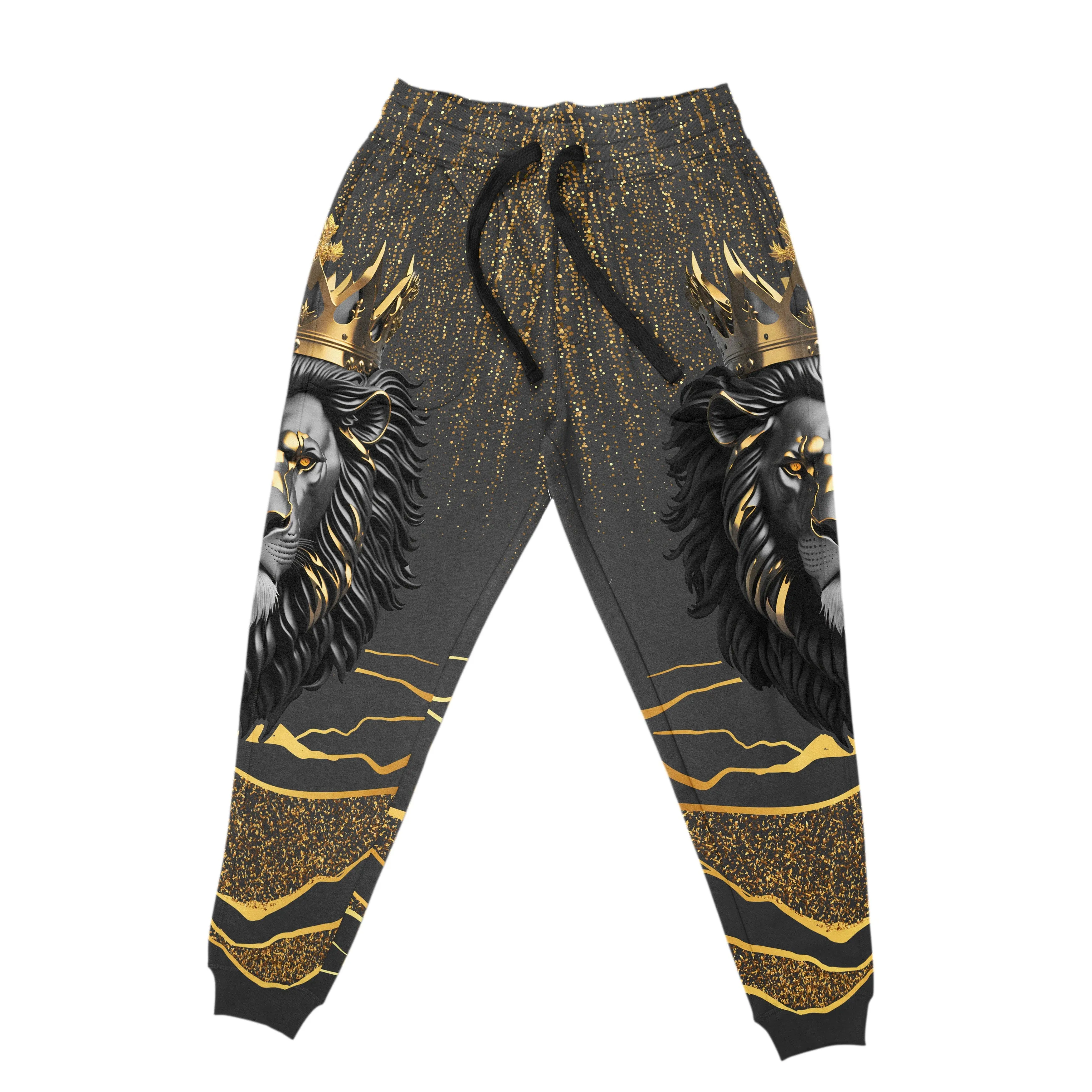 Black and Gold Lion All-over Hoodie And Joggers Set