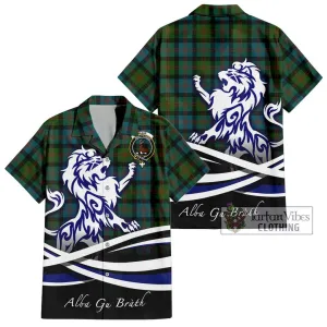 Blair Ancient Tartan Short Sleeve Button Shirt with Alba Gu Brath Regal Lion Emblem