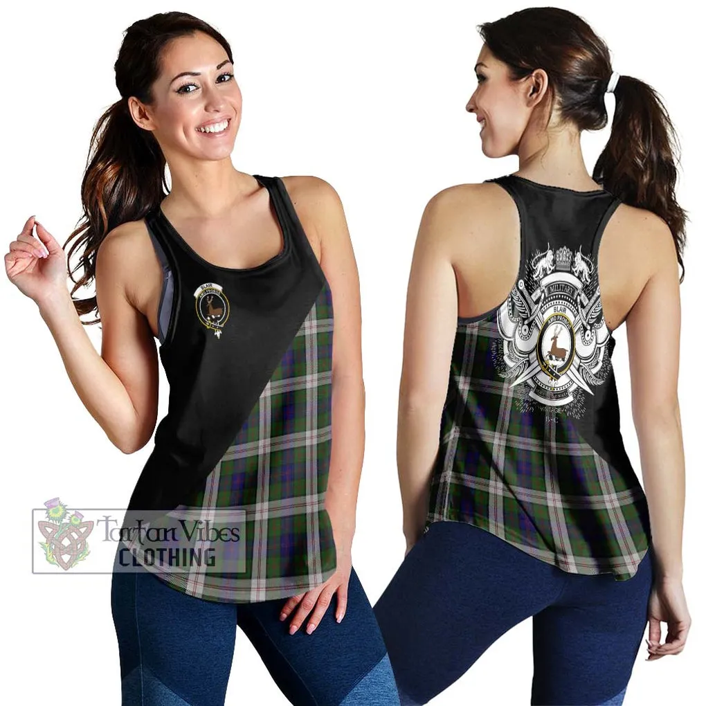 Blair Dress Tartan Women's Racerback Tanks with Family Crest and Military Logo Style