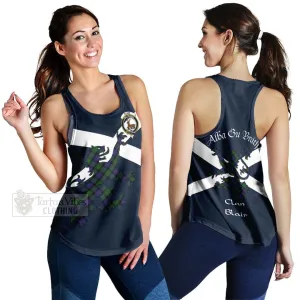 Blair Tartan Lion Rampant Women's Racerback Tanks  Proudly Display Your Heritage with Alba Gu Brath and Clan Name