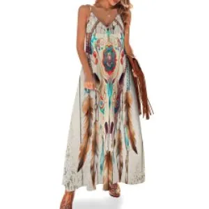 Boho Country Spaghetti Strap Ankle-Length Dress Long dress