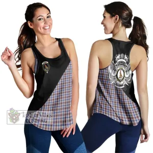 Boswell Tartan Women's Racerback Tanks with Family Crest and Military Logo Style