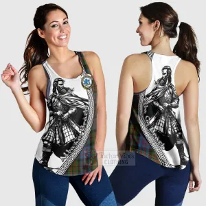 Bowie Tartan Clan Crest Women's Racerback Tanks with Highlander Warrior Celtic Style