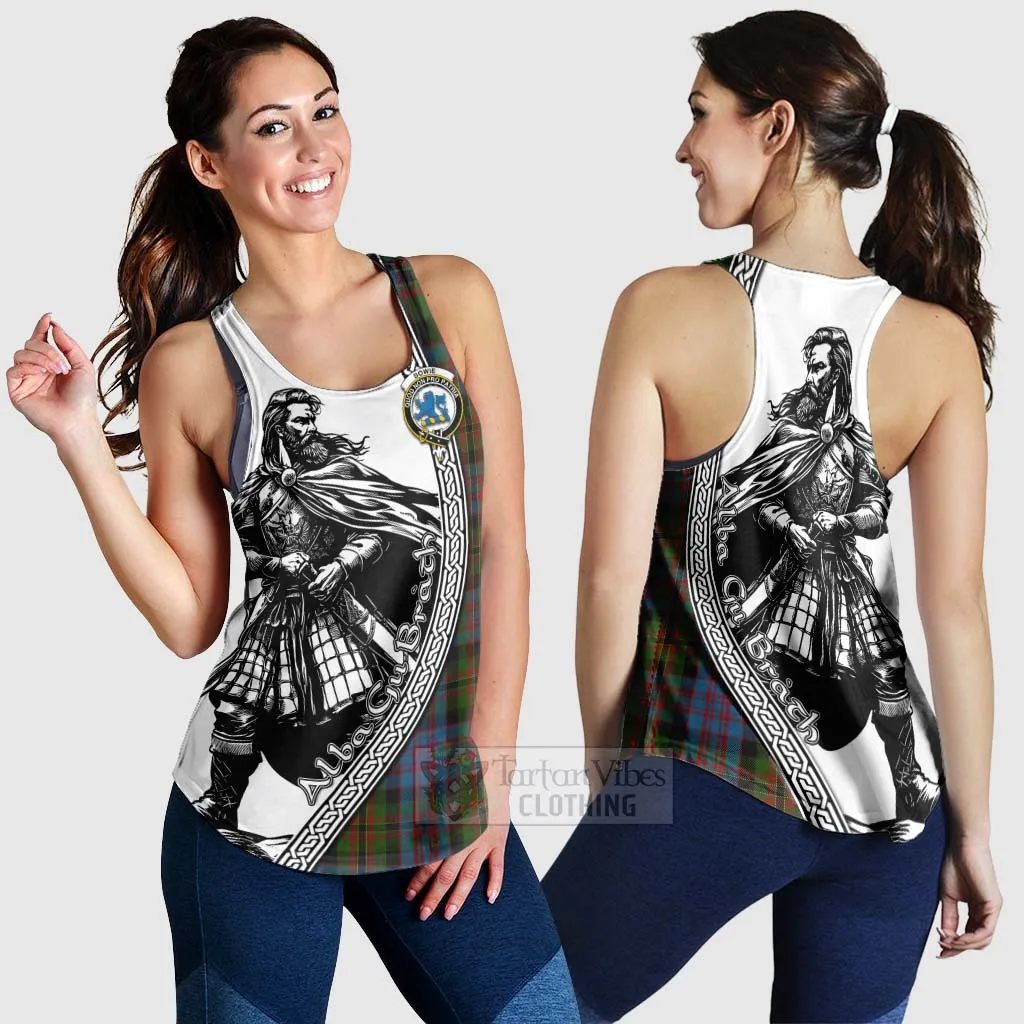 Bowie Tartan Clan Crest Women's Racerback Tanks with Highlander Warrior Celtic Style