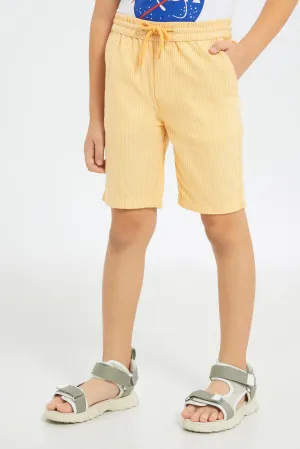 Boys Beige Striped Shorts