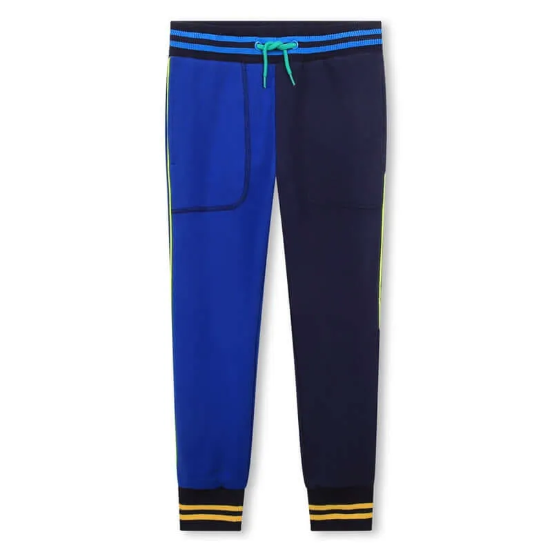 Boys Blue Cotton Patch Jogging Bottoms