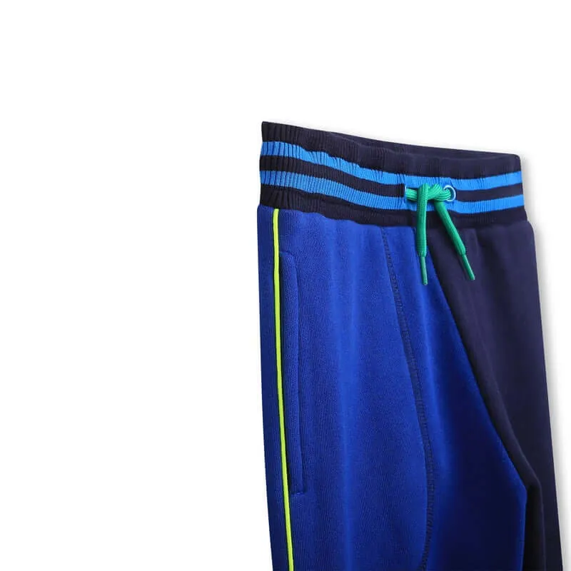 Boys Blue Cotton Patch Jogging Bottoms