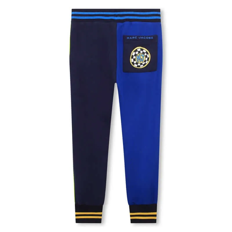 Boys Blue Cotton Patch Jogging Bottoms