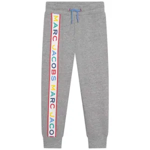 Boys Grey Verical Logo Jogging Bottoms