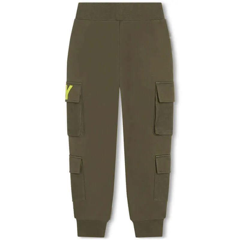 Boys Khaki Cotton Logo Jogging Bottoms