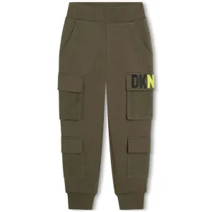 Boys Khaki Cotton Logo Jogging Bottoms