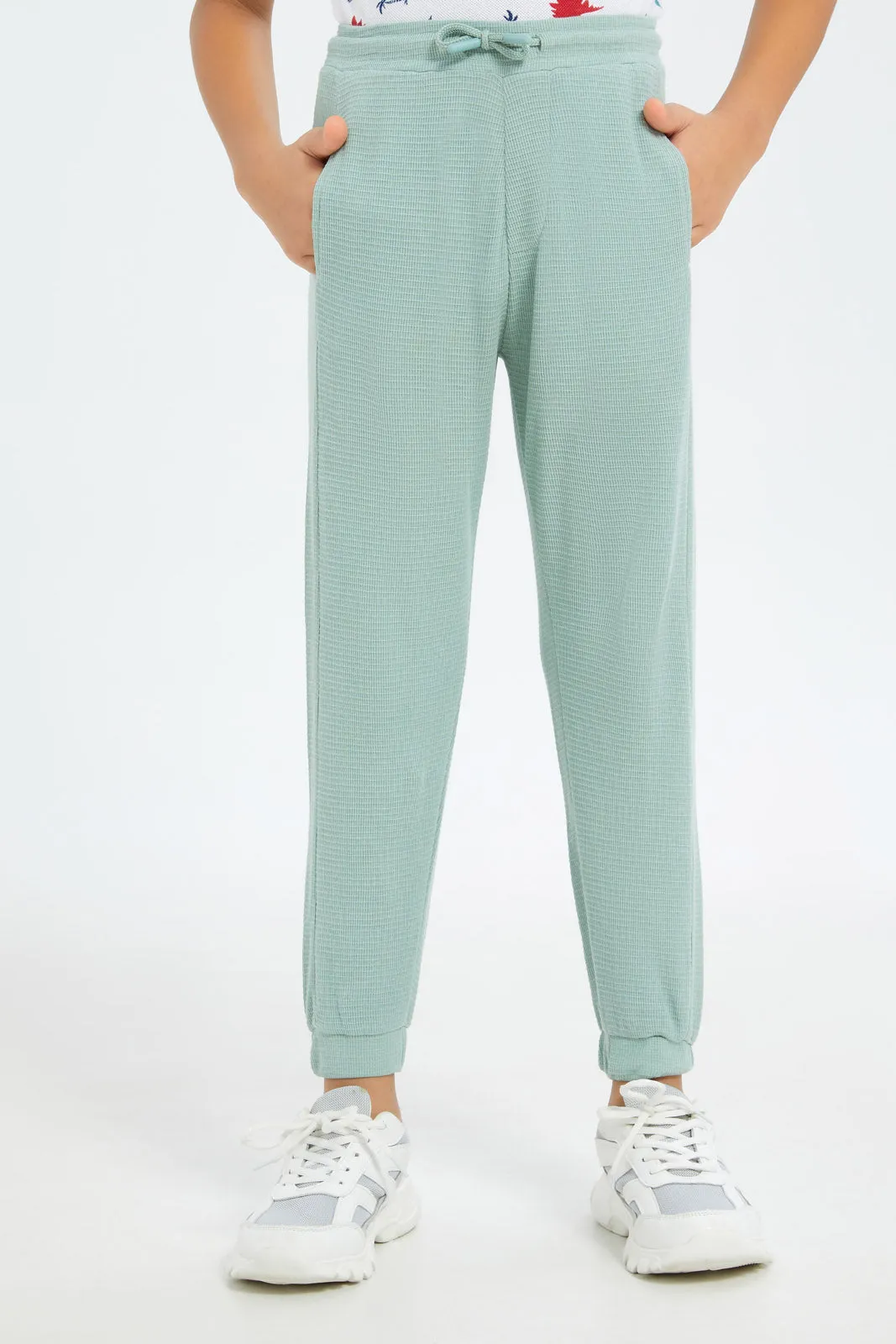 Boys Mint Waffle Jog Pants