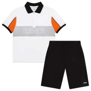 Boys Striped Polo Shorts Set