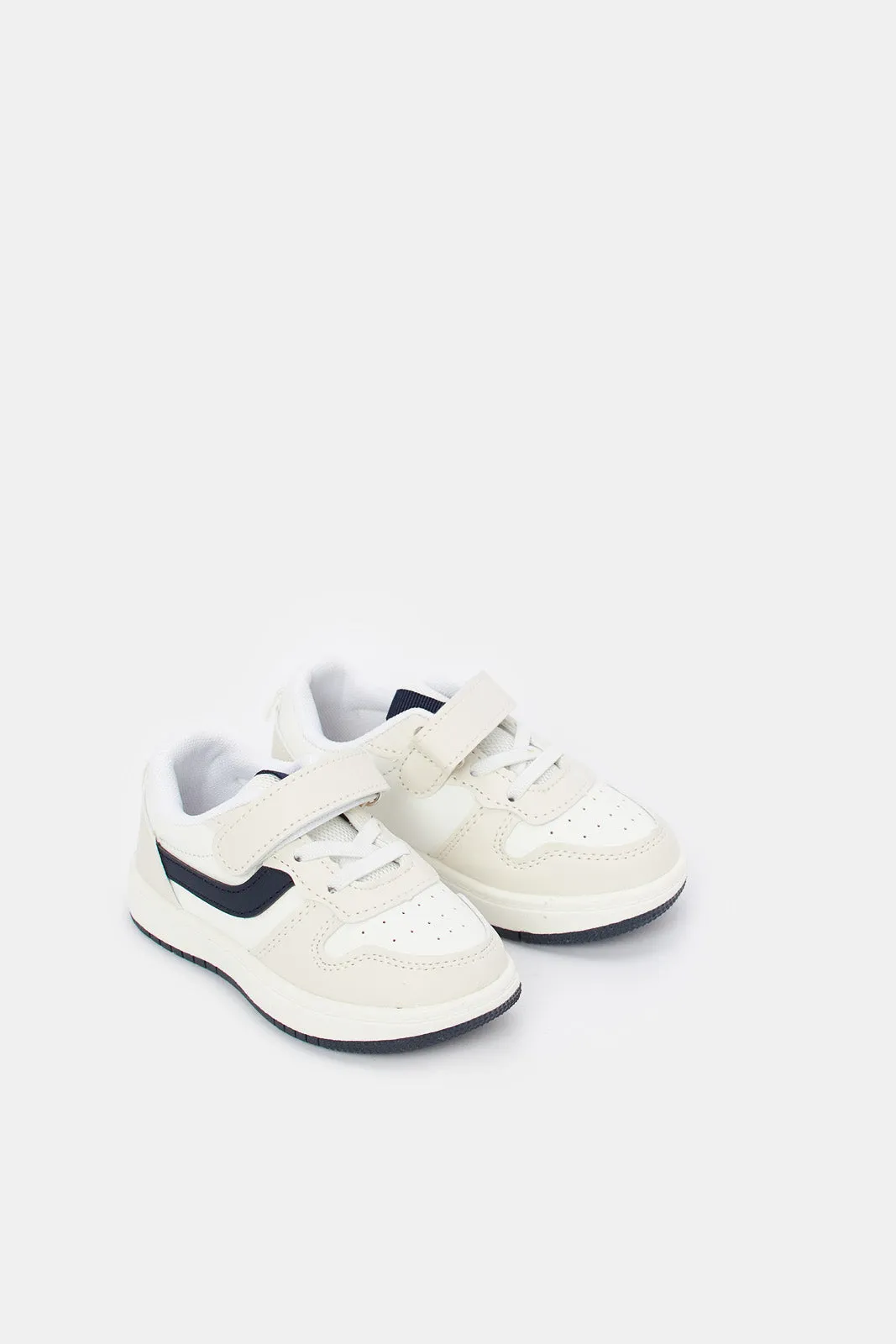 Boys White Velcro Strap Sneaker