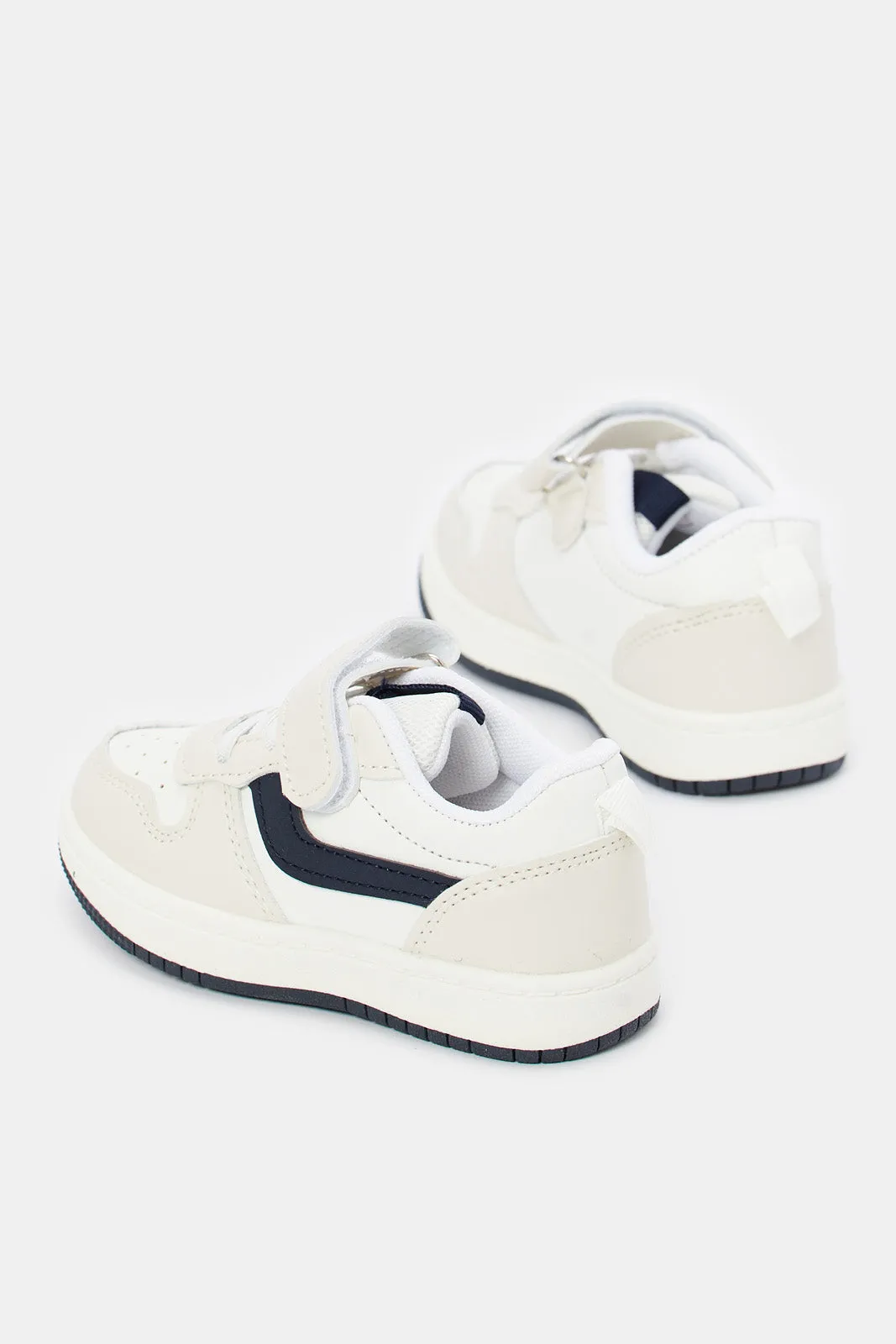 Boys White Velcro Strap Sneaker