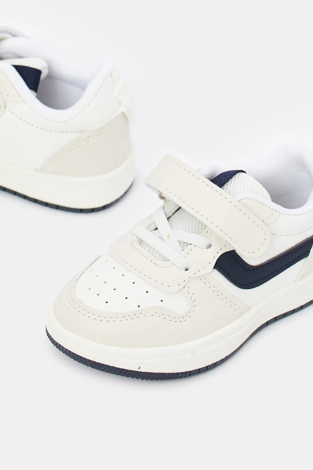 Boys White Velcro Strap Sneaker