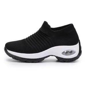 Breathable No-Tie Stretch Shoes - Black White