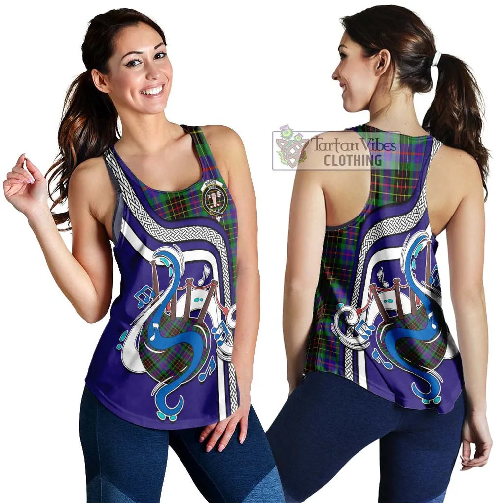 Brodie Hunting Modern Tartan Women's Racerback Tanks with Epic Bagpipe Style