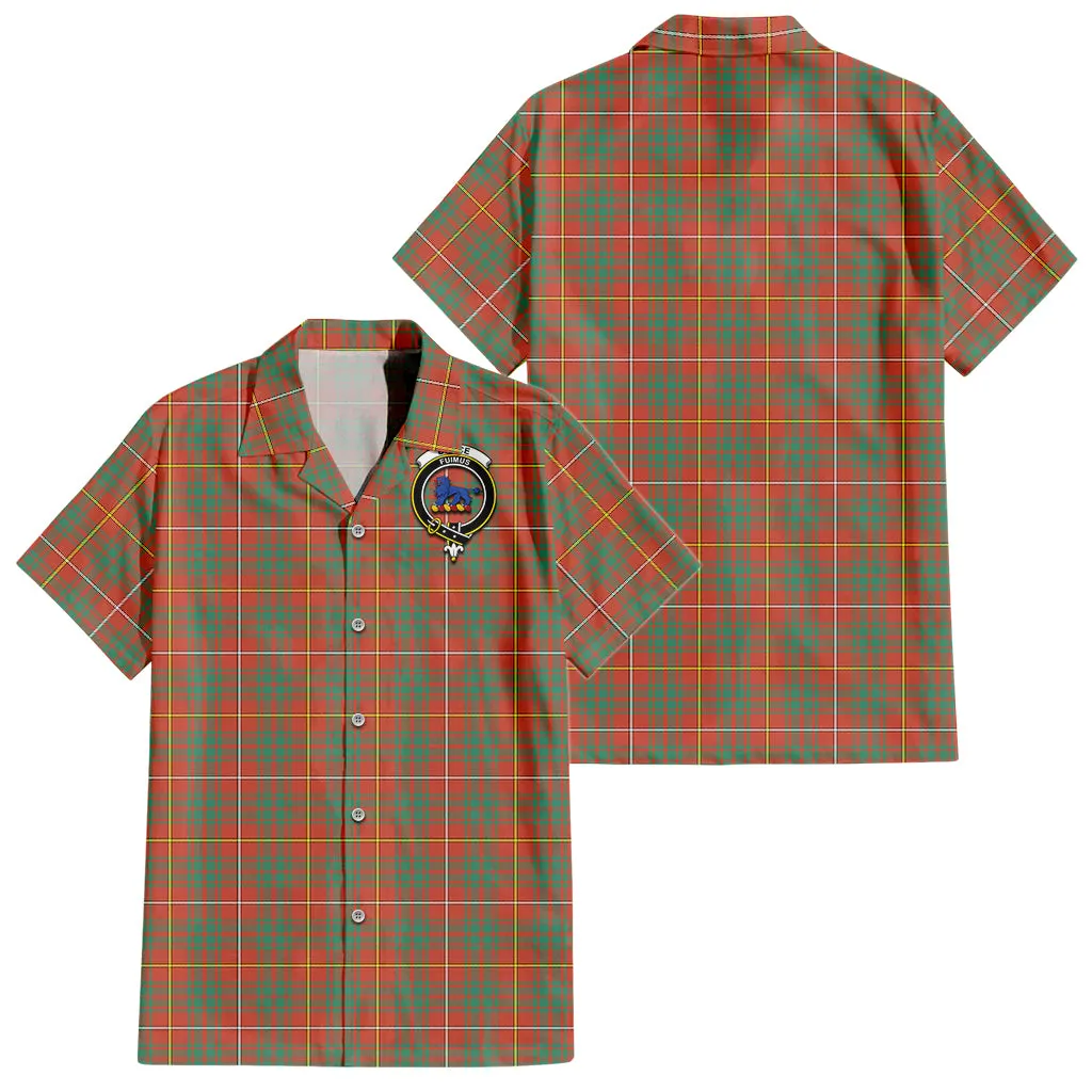 Bruce Ancient Tartan Short Sleeve Button Down Shirt with Family Crest