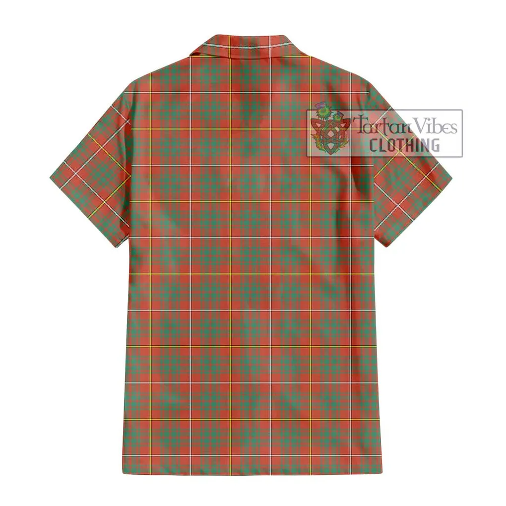 Bruce Ancient Tartan Short Sleeve Button Shirt with Family Crest DNA In Me Style