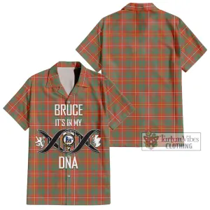 Bruce Ancient Tartan Short Sleeve Button Shirt with Family Crest DNA In Me Style