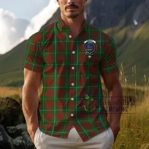 Bruce Hunting Tartan Cotton Hawaiian Shirt with Family Crest