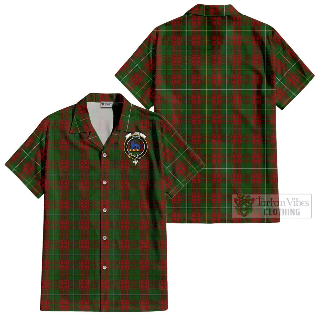 Bruce Hunting Tartan Cotton Hawaiian Shirt with Family Crest