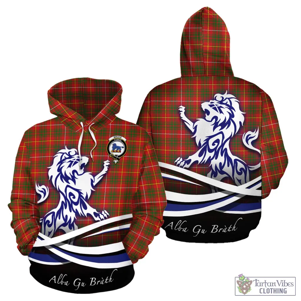 Bruce Modern Tartan Hoodie with Alba Gu Brath Regal Lion Emblem