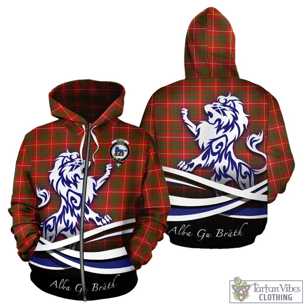 Bruce Modern Tartan Hoodie with Alba Gu Brath Regal Lion Emblem