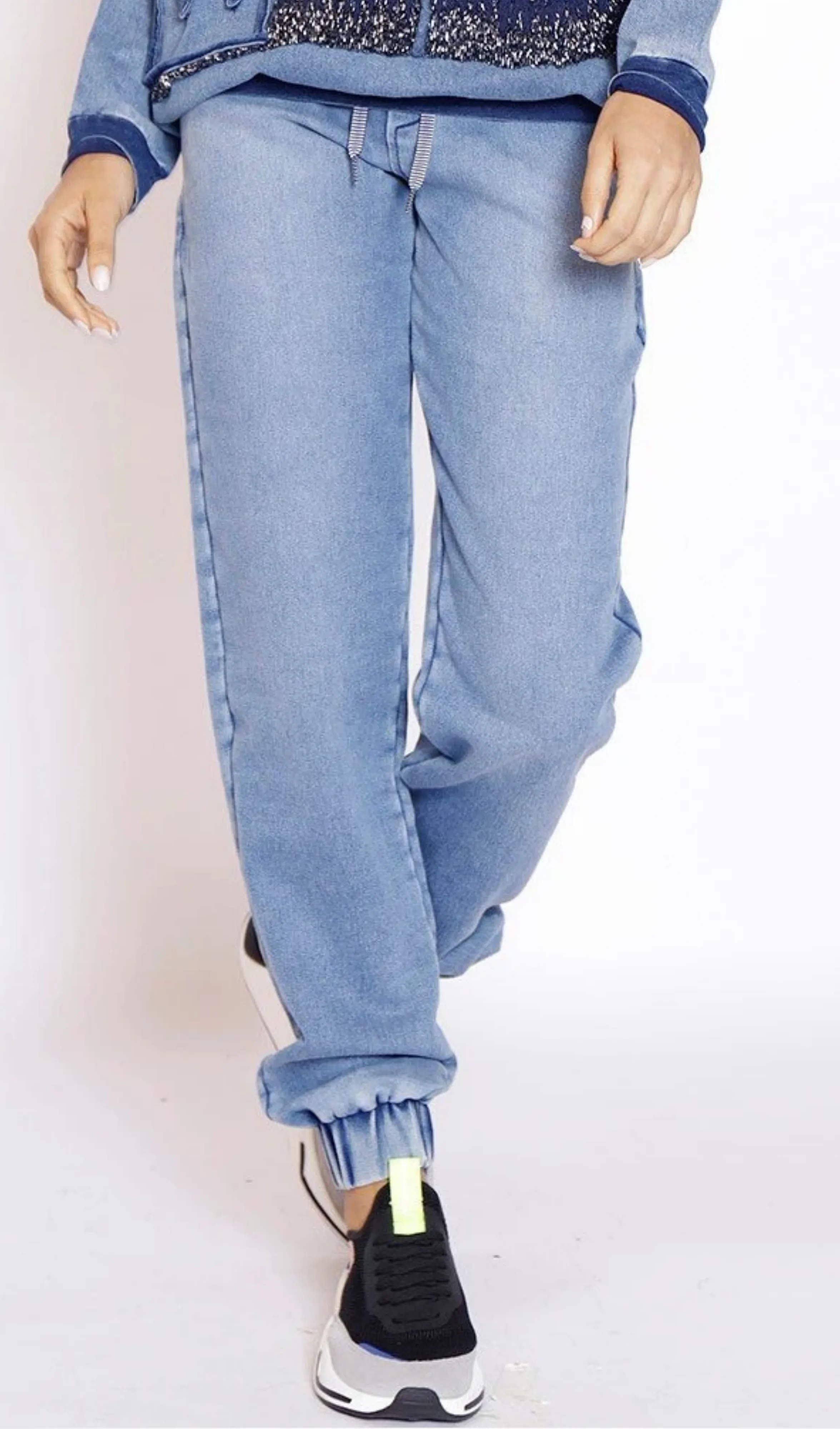 Calça Jogging em Moletom Denim