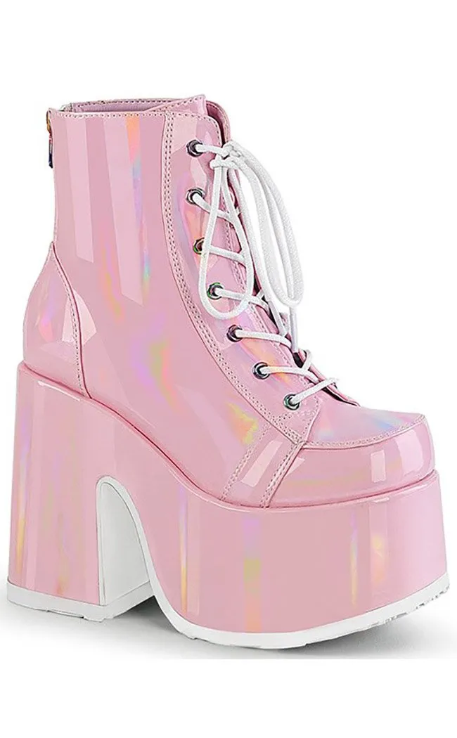 CAMEL-203 Baby Pink Patent Ankle Boots