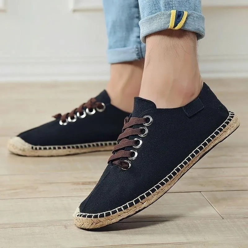 Canvas Men's Casual Shoes 2021 Flat Footwear Breathable Hemp Lazy Cool Young Man Shoes