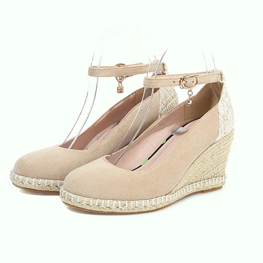 Canvas Women's Casual Shoes DL3S03 Wedges Strap High Heel Pumps
